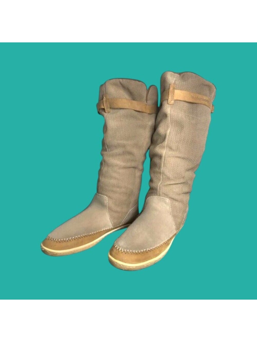 Le Coq Sportif Tan Winter Boots with Fold-Over Cuff sz 10